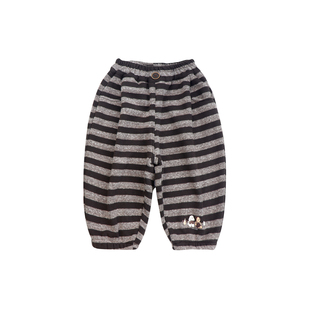 男童女童加绒裤子韩版条纹束脚裤秋冬季2025新款童装儿童加厚长裤