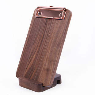 黑胡桃实木菜单夹夹板餐厅展示A4点单夹文件夹美术画板夹可印LOGO