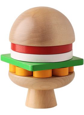 创意实木汉堡隔热垫摆件