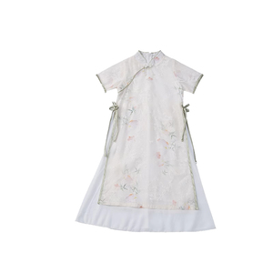 拉夏贝尔女童汉服2025新款儿童国风旗袍夏季出游亲子装唐装母女装