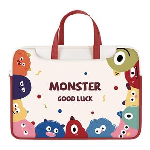 V-SION可爱小怪兽笔记本电脑包手提适用苹果macbook15.6寸小新air13.3华为matebook联想女14内胆包pro保护套