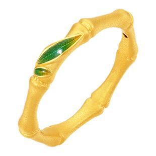 周六福黄金5d硬金竹节戒指女款定价竹影金枝戒指送礼物节节高升