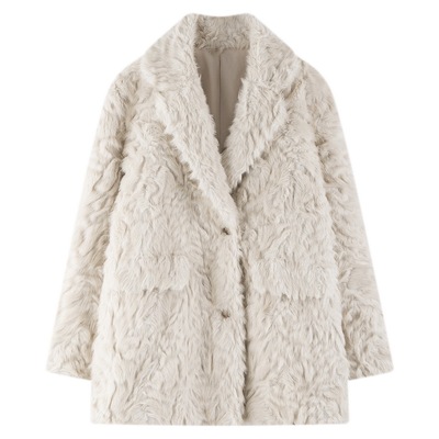 花狐染尖环保仿皮草毛毛外套