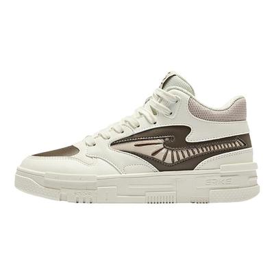 鸿星尔克运动鞋木兰2高帮板鞋冬季女款休闲厚底增高经典滑板鞋女