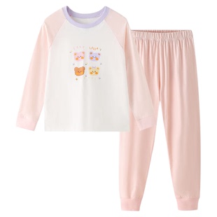 儿童睡衣a类秋冬季女孩秋衣秋裤家居服纯棉新款女童内衣套装收口