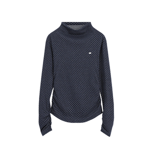 Bobbybecky复古长袖内搭双面提花圆点百搭半高领收腰波点打底衫