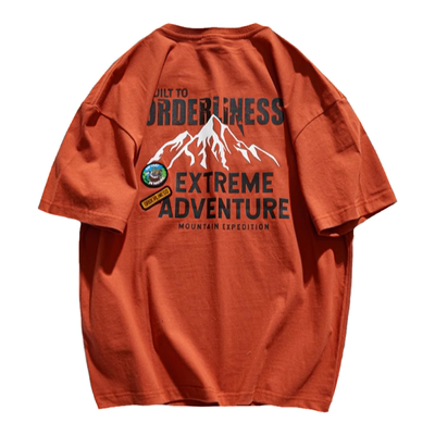 山水印花日系短袖T恤潮牌男女