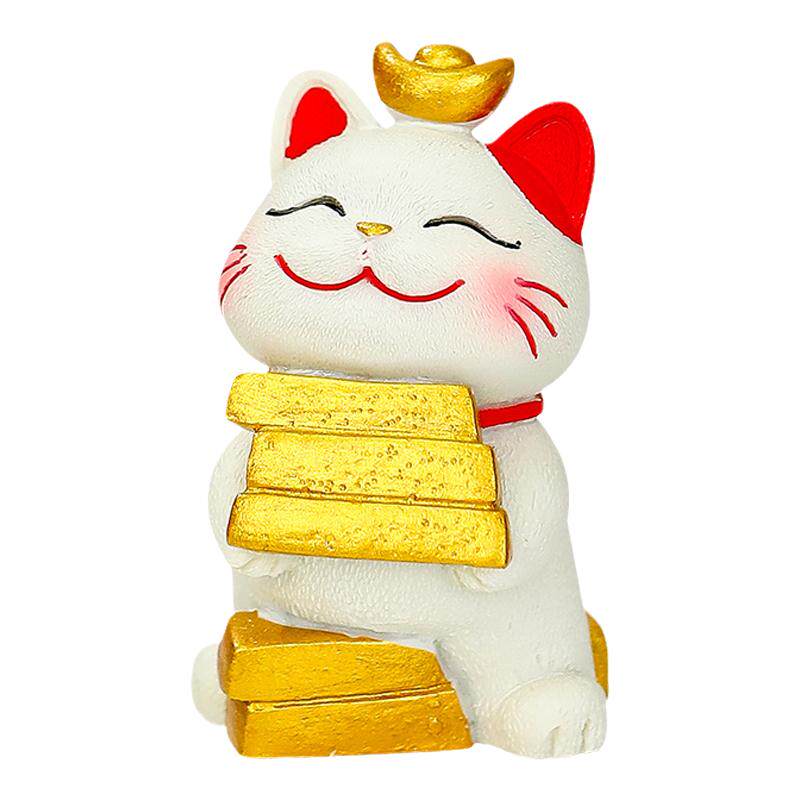 可爱潮玩萌趣招财猫家居摆件躺赢小猫办工桌面装饰树脂工艺品摆设