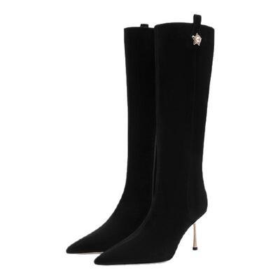 诺贝达欧美风时装靴细跟高筒靴