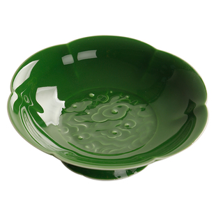 陶瓷中式禅意祥云高脚盘茶点盘家用水果盘零食干果甜品点心碟托盘