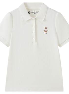 elandkids女童休闲翻领POLO衫