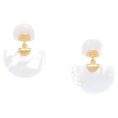 法国品牌Franck Herval蕾娜系列耳钉半圆形法式贝壳色时尚耳饰