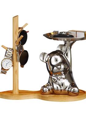 每分美暴力熊托盘轻奢摆件