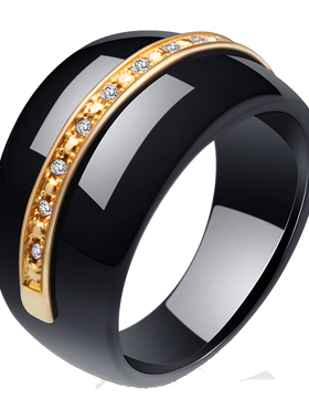 黑白陶瓷欧美风礼品情侣戒指