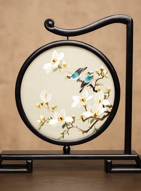 苏州绣美摆件成品客厅刺绣装饰摆台双面绣台屏中国风商务纪念礼品