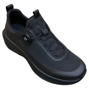 2025高端新款黑色男鞋厚底布面纽扣户外品质休闲鞋运动鞋加棉保暖