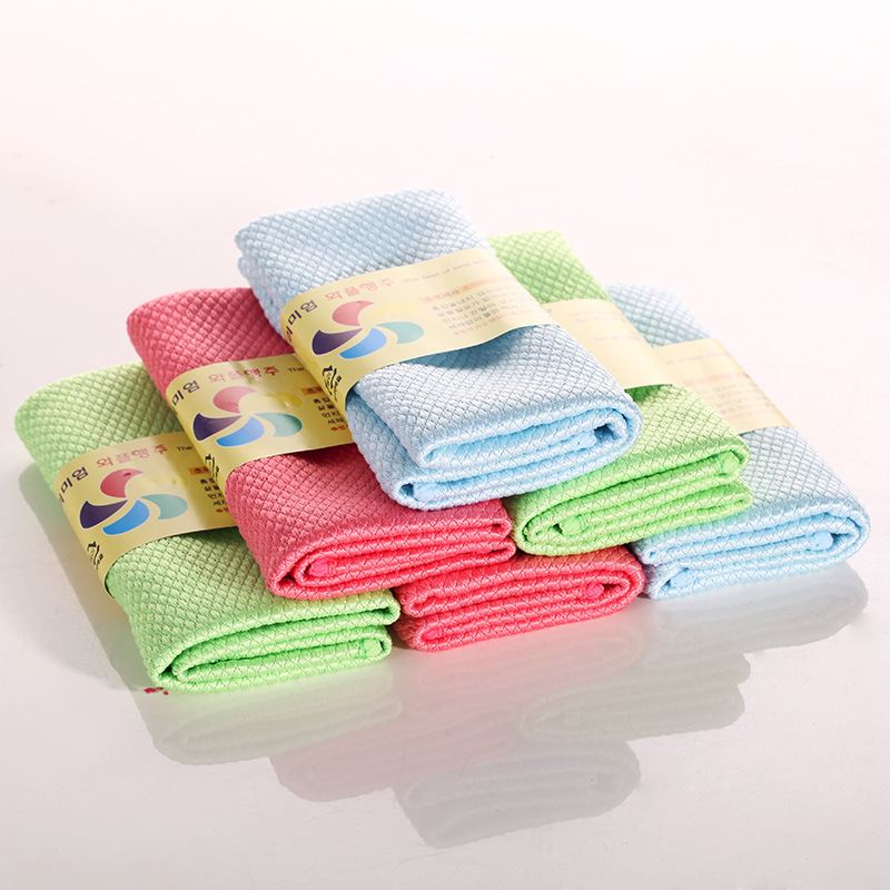 菱形擦玻璃鱼鳞抹布竹纤维水印毛沾油吸水装条不3掉无不