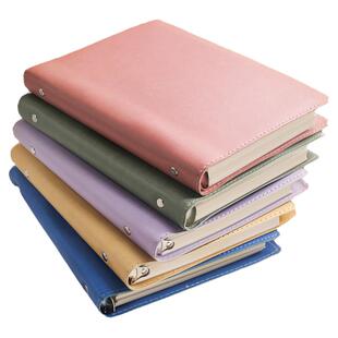 高颜值超厚软皮活页笔记本厚本子可拆卸扣环活页本B5日记本不硌手牛皮超软皮面外壳记事本线圈本A5手帐本定制