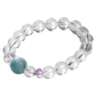 游思集新款上市优质精品凇灵手串巴西超七白水晶海纹石18k金链女