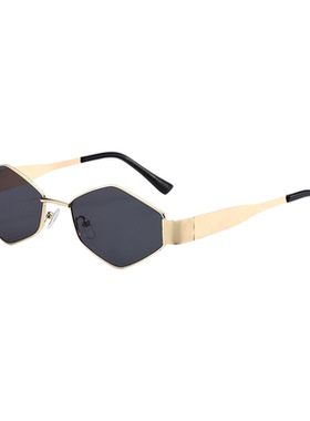 时尚墨镜女金属菱形小框多边形