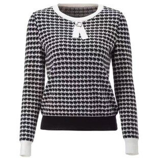 【特价断码】娜家商场同款秋冬千鸟格减龄显瘦长袖羊毛衫针织上衣