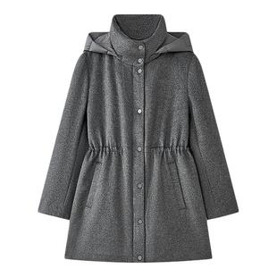 【白鹅绒】Laurel劳芮新款丝驼绒抽绳连帽羽绒服LWD363L05600