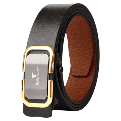 皮带男款商务无牙自动扣头层牛皮