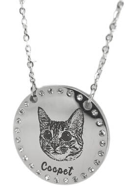 镶钻钛钢女锁骨链定制刻字刻照片