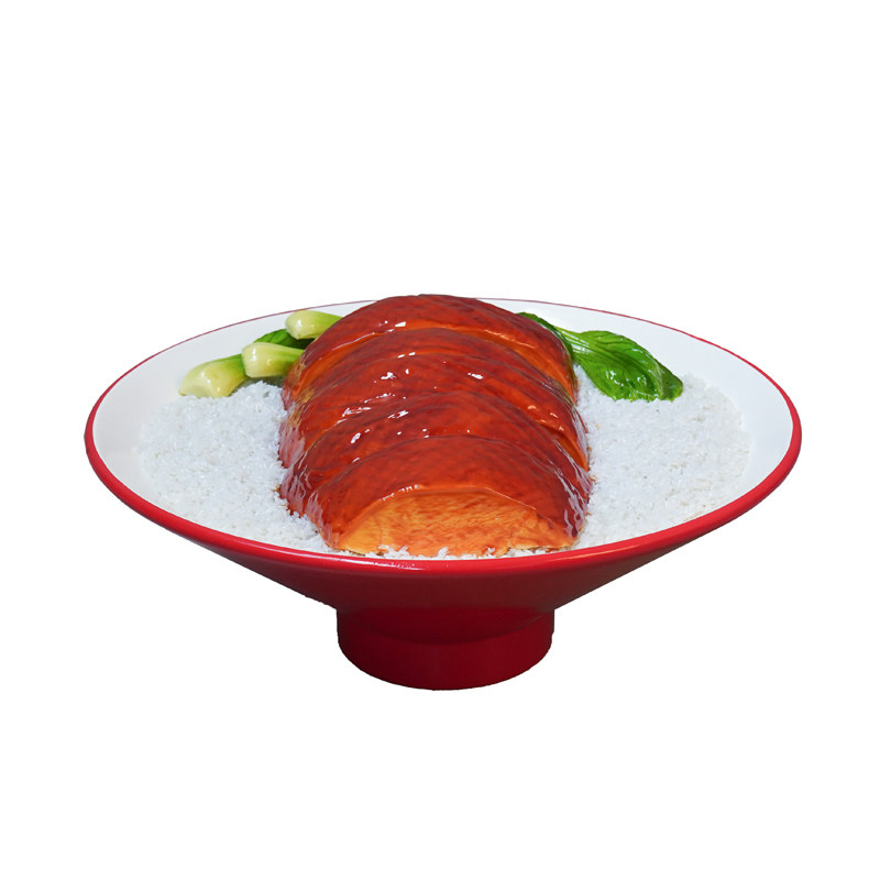 玻璃钢烧鸭饭雕塑定制餐饮摆件