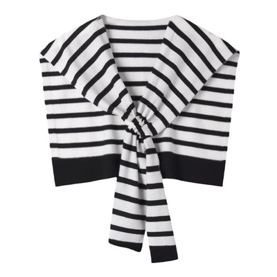 百搭条纹针织批肩坎肩搭配衬衫