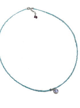 天然珍珠项链8-9mm近正圆天河石