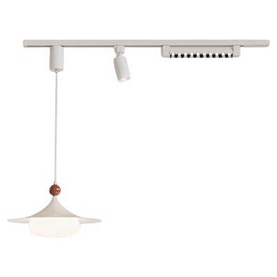 餐厅轨道吊灯2025新款复古法式中古风飞碟喇叭可移动餐桌吧台灯具