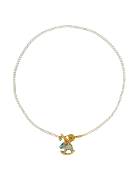 复古原创马年本命年扣珍珠项链