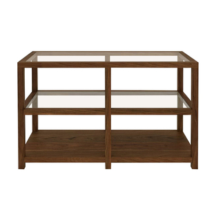 网红服装店胡桃色全实木中岛柜置物架陈列中间摆台饰品展示架玻璃