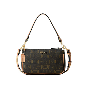 Fion/菲安妮女包老花腋下包女新款方型麻将包通勤单肩斜挎枕头包