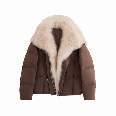 SeRinaBlue大毛领狐狸毛羽绒服女