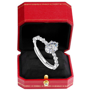 银戒指纯银999女士女单人鸽子蛋2克拉莫桑石莫桑钻钻戒情侣款对戒