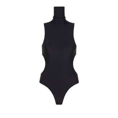 MEMORYBABY女神度假新品 复古性感个性高领无袖镂空三角连体泳衣