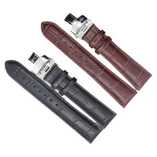 通用海鸥真皮手表带双按自动蝴蝶扣针扣男女牛皮16 18 20 21 22mm