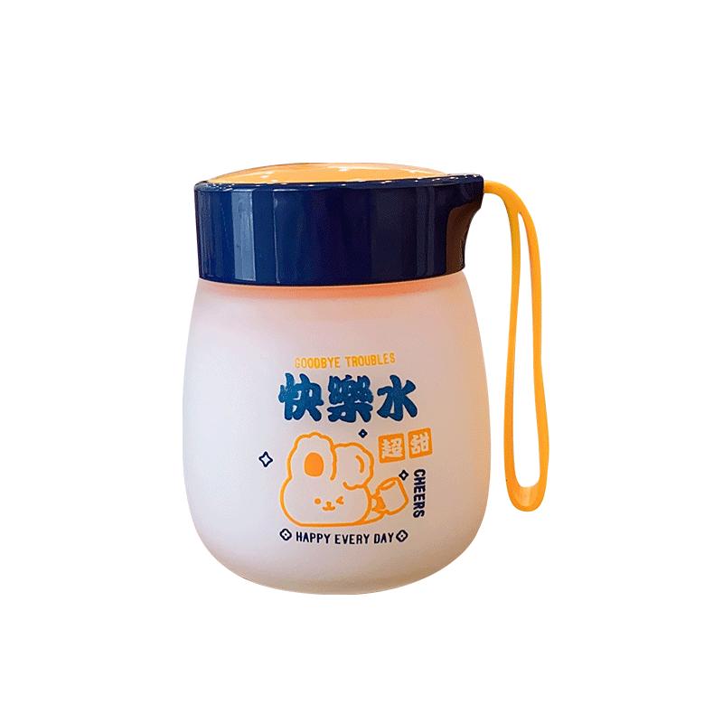小巧迷你玻璃水杯女生高颜值可爱手提便携杯子带刻度牛奶杯咖啡杯