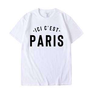 messi足球梅西同款短袖字母巴黎小领口球衣周边衣服T恤纯棉男夏季