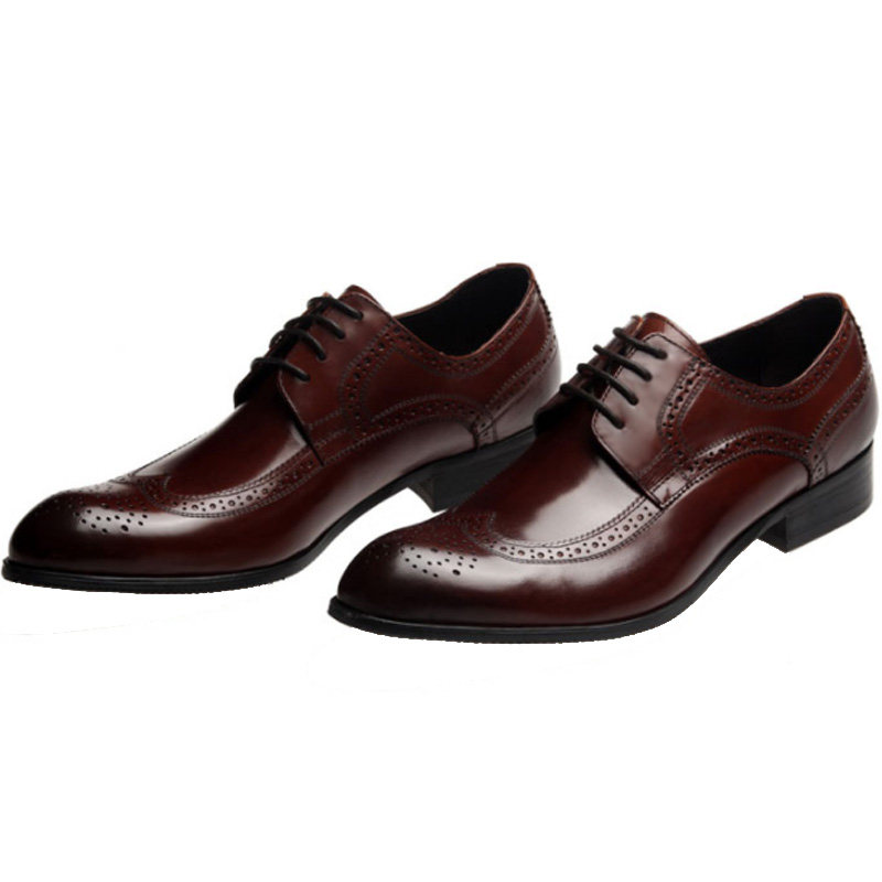 OMDE特价新品布洛克雕花复古男鞋英伦真皮尖头系带商务正装皮鞋男