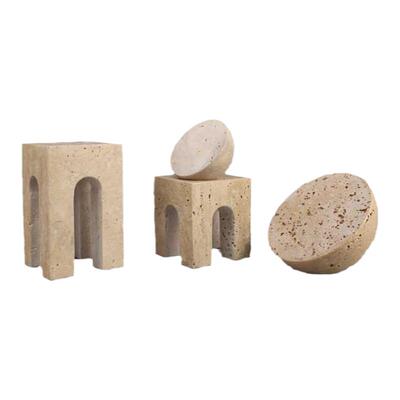 创意几何不规则壁龛黄洞石摆件