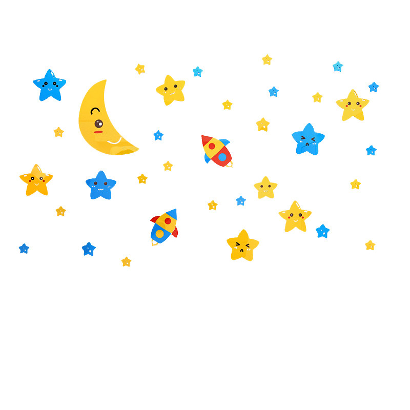 星星月亮3d立体屋顶儿童房墙贴