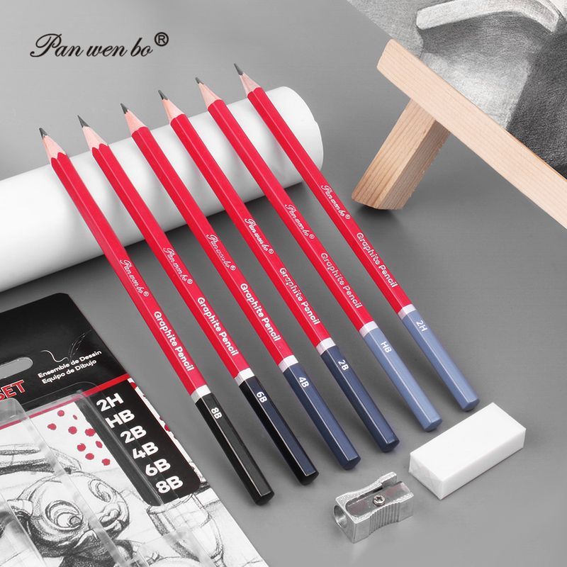 新款8件套美术生专用绘画用品素描套装原木碳芯铅笔橡皮削笔刀