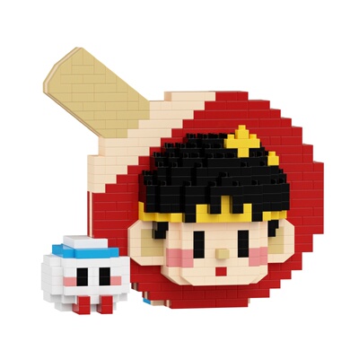 国乒莎头组合乒乓球积木玩具周边摆件拼装儿童益智男女孩生日礼物