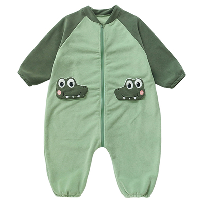 男童睡衣冬季儿童加厚奥粒绒连体家居服防踢保暖男宝宝睡袋爬爬服