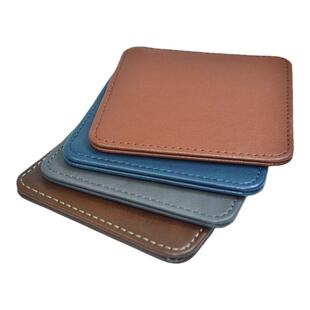 皮革杯垫定制logo方形PU皮质茶垫酒店商务会议咖啡红酒高级来图印