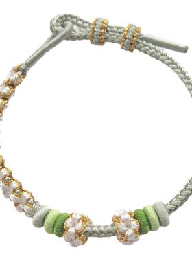 小红书同款纯手工编织铃兰花手绳半成品可串金饰手绳闺蜜情侣同款