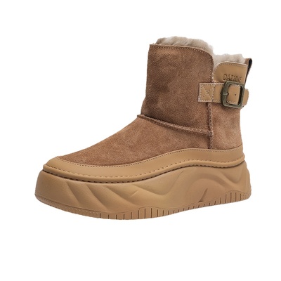 达芙妮雪地靴冬季皮毛一体棉靴